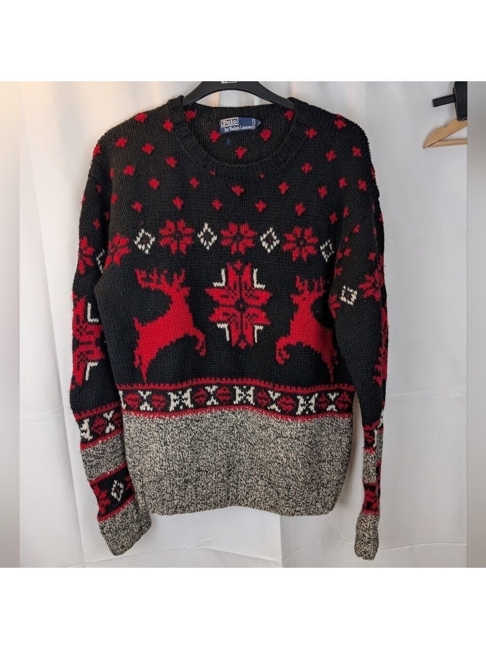 Vintage Polo Ralph Lauren Sweater Mens Wool Christmas Deer size M in VGUC